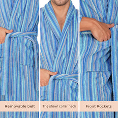 Pinstripe Men 450 GSM Cotton Bathrobe