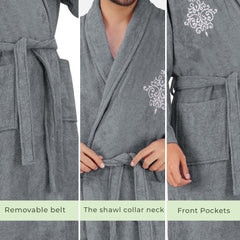 Rangoli Royal Bamboo Bathrobe for Men | Ultra-Soft & Lightweight | 100% Bamboo Fabric | Highly Absorbent, Eco-Friendly & Breathable