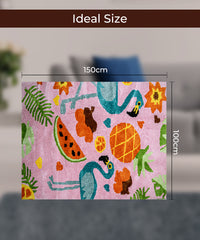 Beach Flamingo Design 2500 GSM Kids Room Rug (100 x 150 cm)