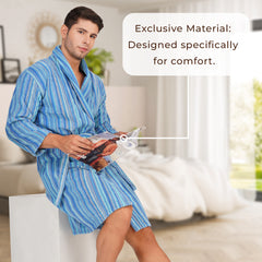 Pinstripe Men 420 GSM Cotton Bathrobe