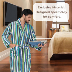 Pinstripe Men 420 GSM Cotton Bathrobe - Rangoli