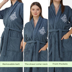 Rangoli Royal Bamboo Bathrobe for Women | Eco-Friendly, Ultra-Soft & Lightweight | 100% Bamboo Fiber | Highly Absorbent, Breathable & Gentle on Skin |