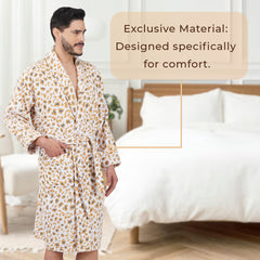 Rangoli Leopard 450 GSM Premium Cotton Bathrobe for Men