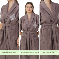 Rangoli Royal Bamboo Bathrobe for Women | Eco-Friendly, Ultra-Soft & Lightweight | 100% Bamboo Fiber | Highly Absorbent, Breathable & Gentle on Skin |