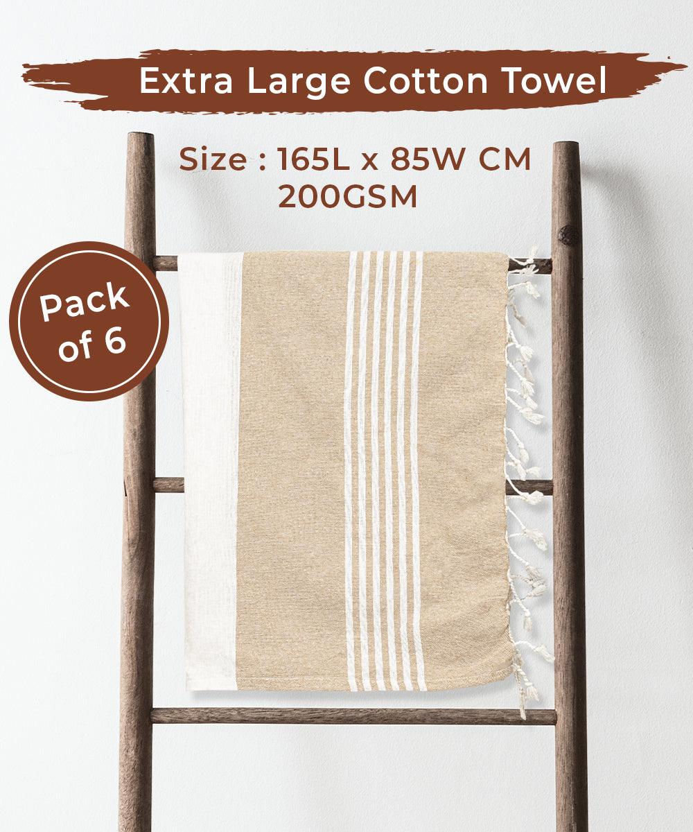 Cotton Bath Towel For Unisex Set of 6, 200 GSM (165L X 85W)