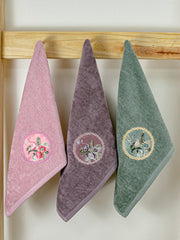 Prima Dream 100% Cotton Hand Towel Set of 6 (Applique Embroidery), 450 GSM