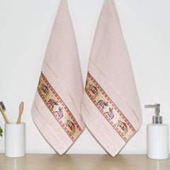 Royal Designed Rajvanshi 440 GSM Cotton Set of 2 Hand Towels - Rangoli