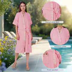 Rangoli Sakura Cotton Adult Bathrobe for Women 550 GSM