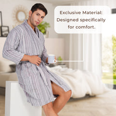 Pinstripe Men 420 GSM Cotton Bathrobe