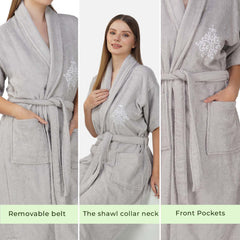 Rangoli Royal Bamboo Bathrobe for Women | Eco-Friendly, Ultra-Soft & Lightweight | 100% Bamboo Fiber | Highly Absorbent, Breathable & Gentle on Skin |