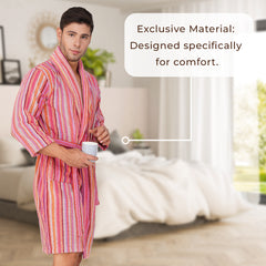 Pinstripe Men 450 GSM Cotton Bathrobe