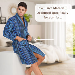 Pinstripe Men 450 GSM Cotton Bathrobe