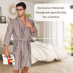 Pinstripe Men 450 GSM Cotton Bathrobe