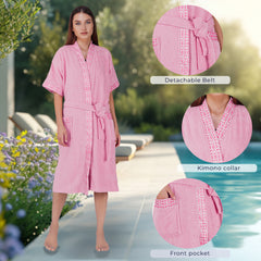 Rangoli Sakura Cotton Adult Bathrobe for Women 550 GSM