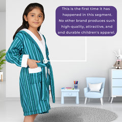 Rangoli Tonal 100% Cotton  Hooded Kids Bathrobe 400 GSM for Gils and Boys