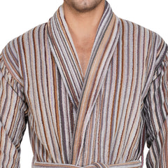 Pinstripe Men 420 GSM Cotton Bathrobe