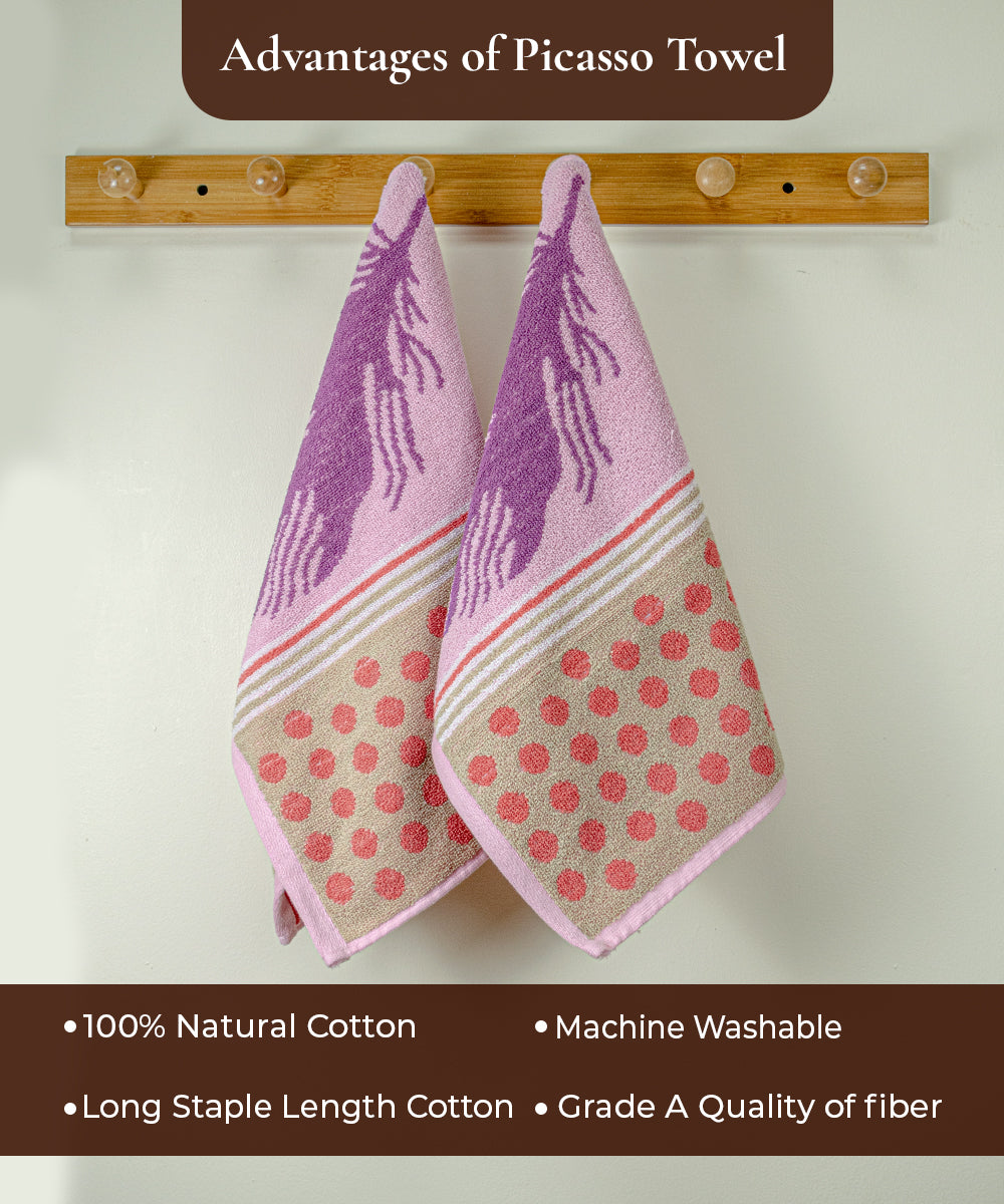 Picasso 100% Cotton Hand Towel Set of 2, 470 GSM (40X60 CM)