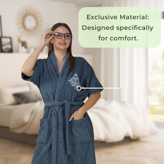 Rangoli Royal Bamboo Bathrobe for Women | Eco-Friendly, Ultra-Soft & Lightweight | 100% Bamboo Fiber | Highly Absorbent, Breathable & Gentle on Skin |