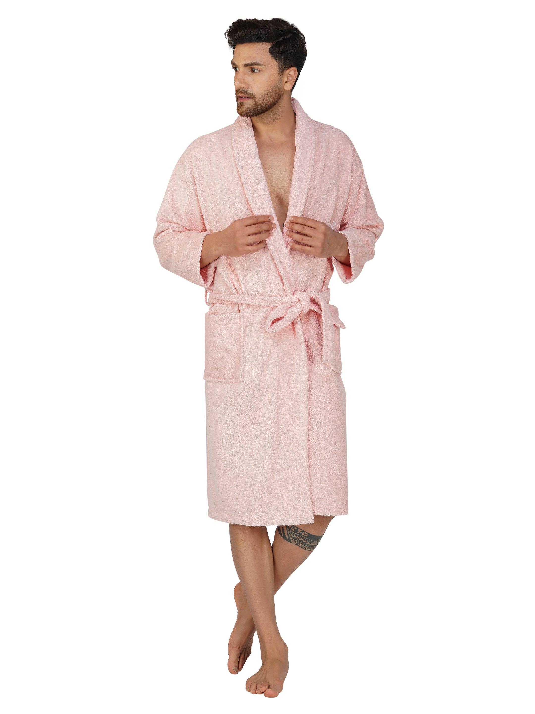 Rangoli Organic Bamboo Bathrobe for Men | Peach