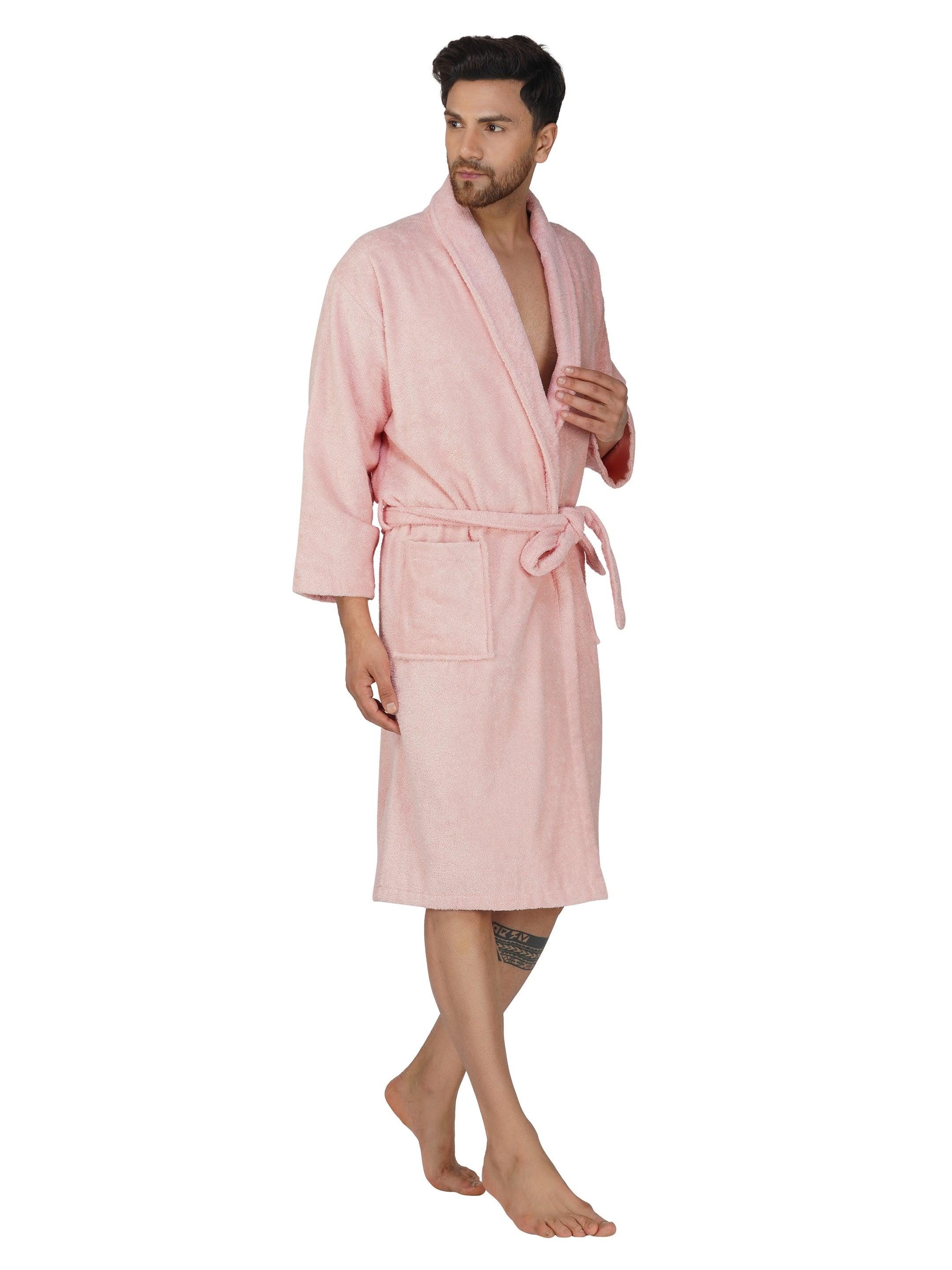 Rangoli Organic Bamboo Bathrobe for Men | Peach