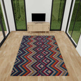 Rangoli Beautiful Chevron Design Anti Skid Carpet - Rangoli