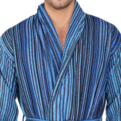 Pinstripe Men 450 GSM Cotton Bathrobe