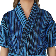 Pinstripe Women 420 GSM Cotton Bathrobe