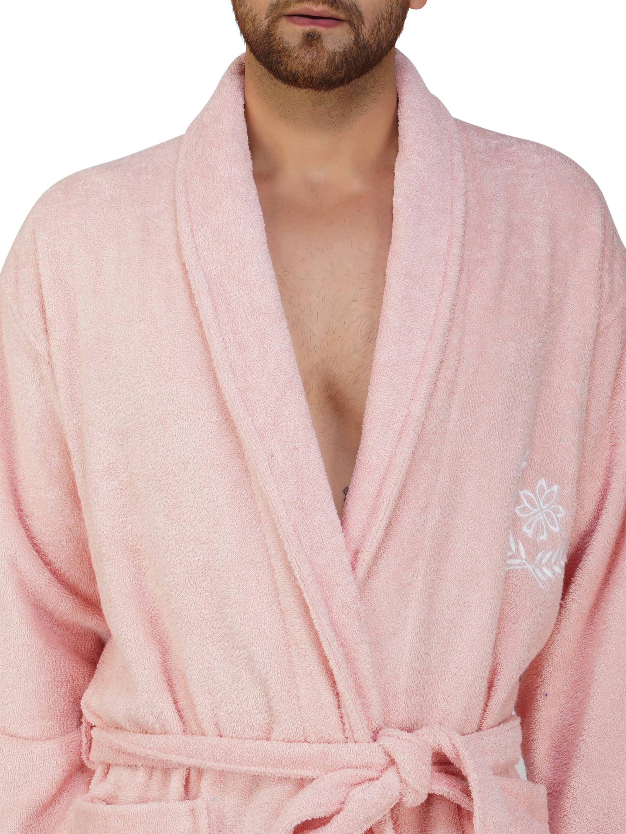 Rangoli Organic Bamboo Bathrobe for Men | Peach