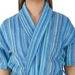 Pinstripe Women 420 GSM Cotton Bathrobe