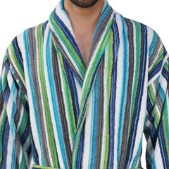 Pinstripe Men 420 GSM Cotton Bathrobe - Rangoli