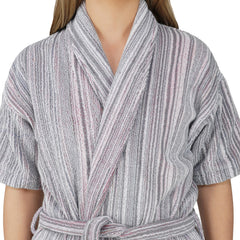 Pinstripe Women 420 GSM Cotton Bathrobe