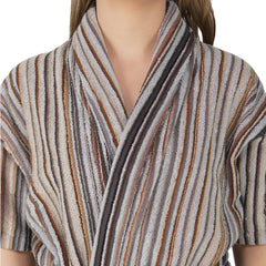 Pinstripe Women 420 GSM Cotton Bathrobe