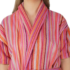 Pinstripe Women 420 GSM Cotton Bathrobe