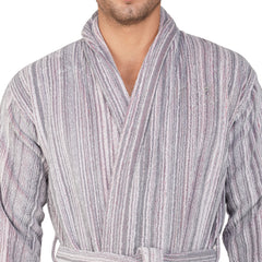 Pinstripe Men 420 GSM Cotton Bathrobe