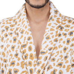 Rangoli Leopard 450 GSM Premium Cotton Bathrobe for Men