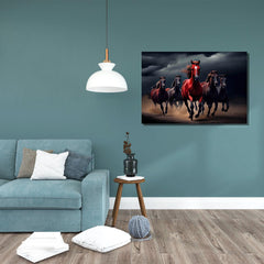 Rangoli Seven Running Horses Vastu Canvas Art