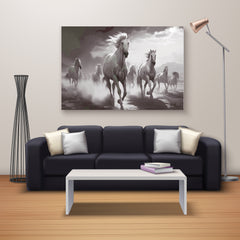 Rangoli Seven Running Horses Vastu Canvas Art