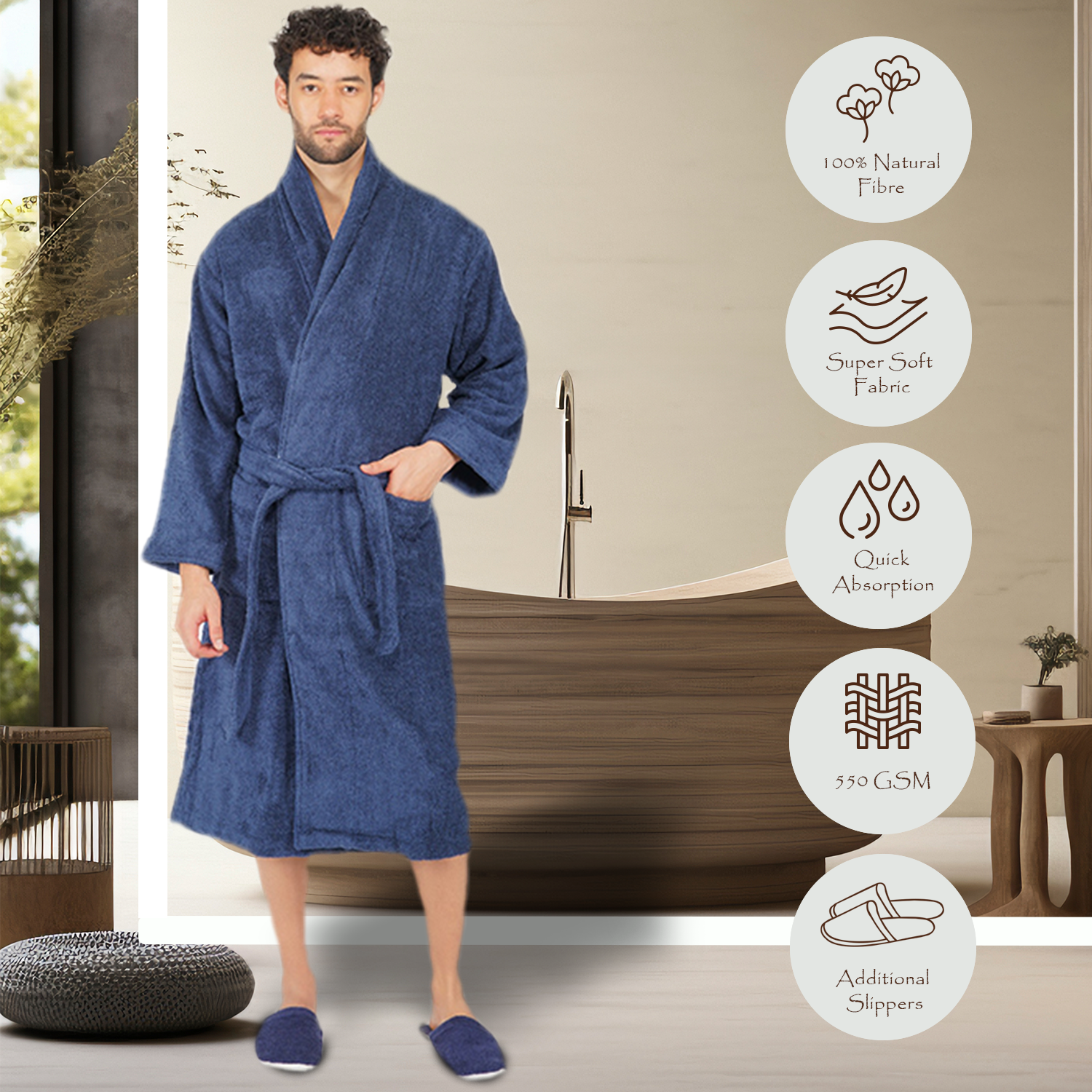 Canningvale 550 GSM Cotton Bathrobe For Men