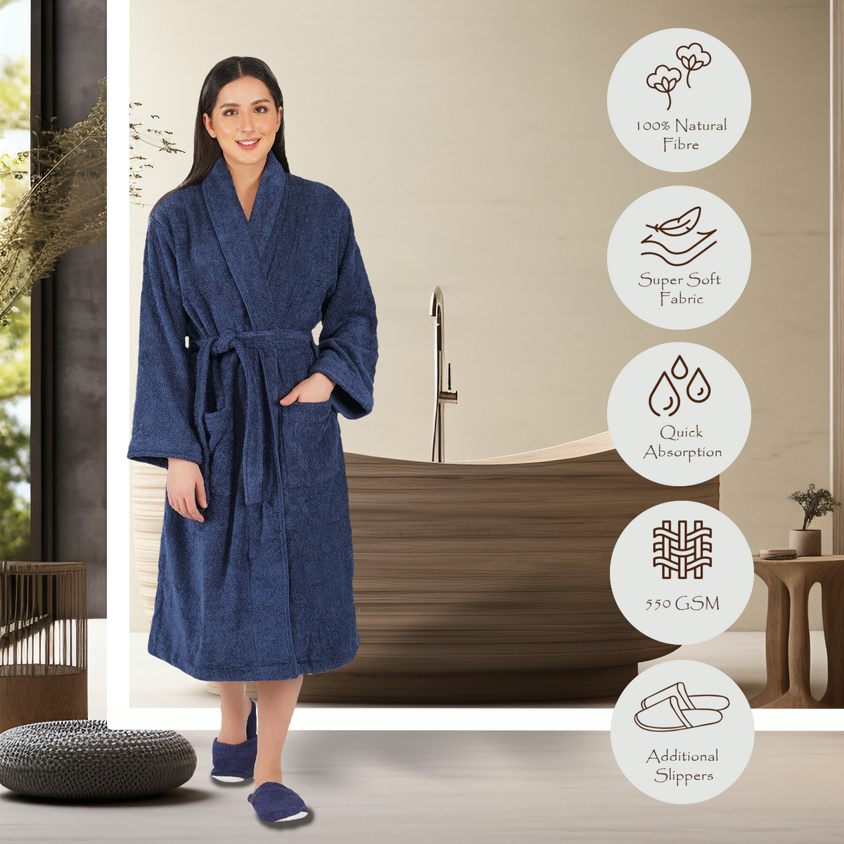 Canningvale  550 GSM Cotton Bathrobe  for Women