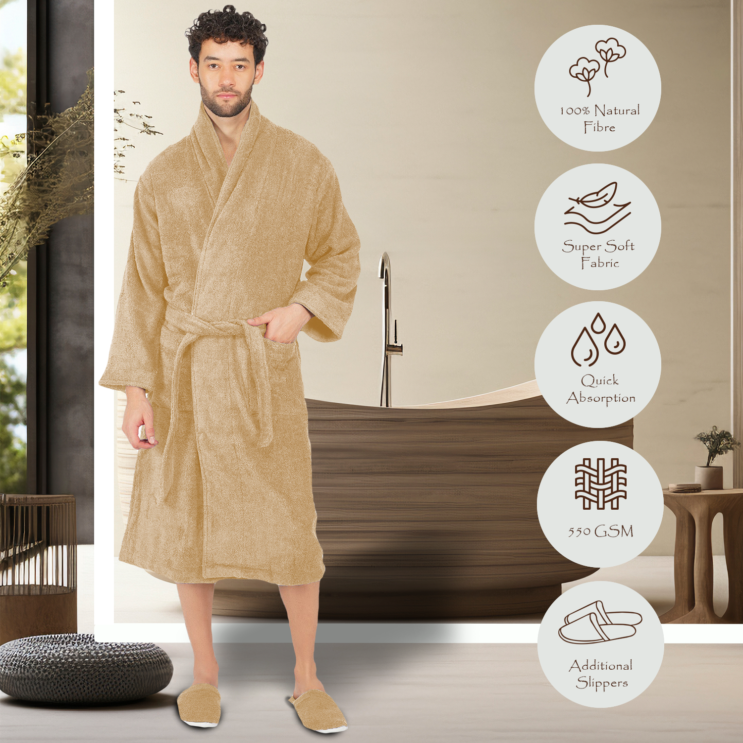 Canningvale 550 GSM Cotton Bathrobe For Men