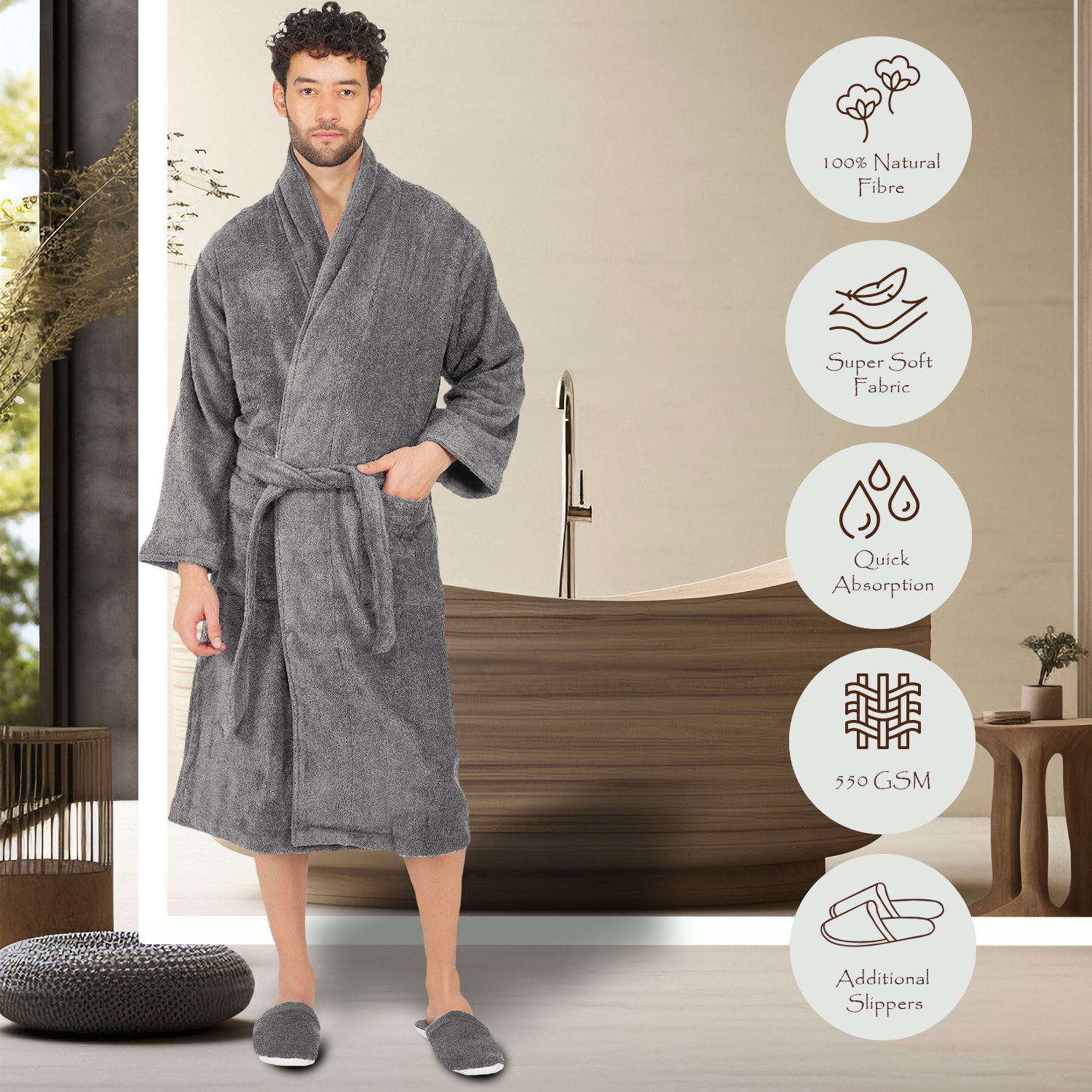 Canningvale 550 GSM Cotton Bathrobe For Men