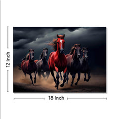 Rangoli Seven Running Horses Vastu Canvas Art