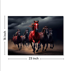 Rangoli Seven Running Horses Vastu Canvas Art