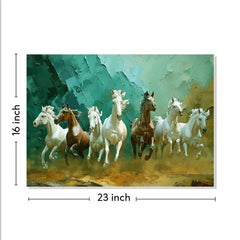 Rangoli Seven Running Horses Vastu Canvas Art