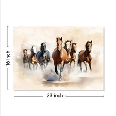 Rangoli Seven Running Horses Vastu Canvas Art