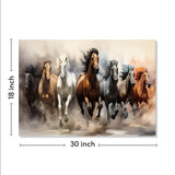 Rangoli Seven Running Horses Vastu Canvas Art