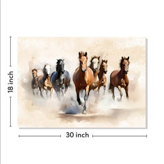 Rangoli Seven Running Horses Vastu Canvas Art