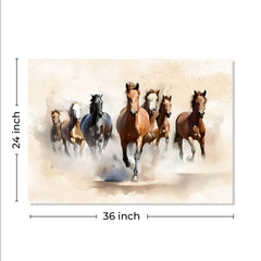 Rangoli Seven Running Horses Vastu Canvas Art