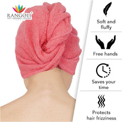 Rangoli Noble Cotton Hair Wrap Towel | Quick Dry, Absorbent Shower Cap