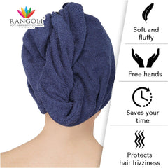 Rangoli Noble Cotton Hair Wrap Towel | Quick Dry, Absorbent Shower Cap